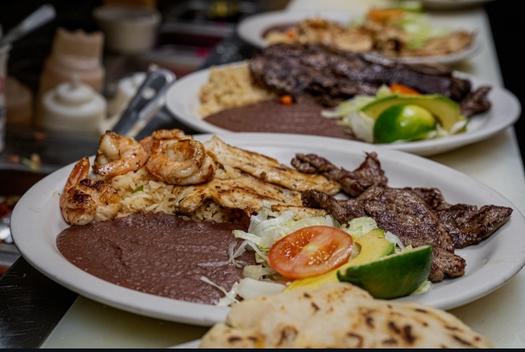 Grilled steak and shrimp platters